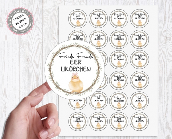Sticker Aufkleber "Eierlikörchen" 24 Stück 4cm Etikett für EUREN SELBSTGEMACHTEN EIERLIKÖR von Lüttentüddel® -